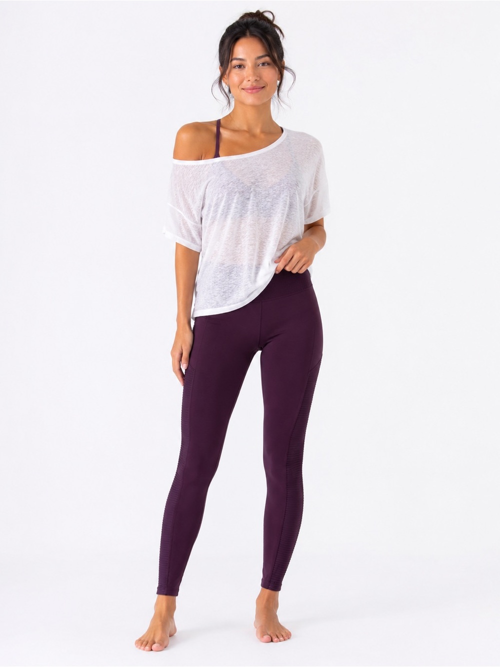 Old navy active purple leggings with pockets - Picture 1 of 6
